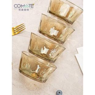 网红家用高颜值的棕色玻璃碗和盘子沙拉碗方便面碗玻璃餐具套装耐