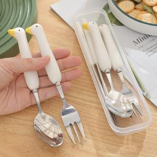 筷子、勺子和叉子一套单人餐具便携式餐具三件套筷子、勺子和叉子