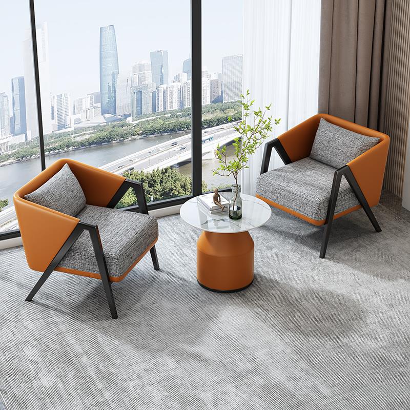 沙发休息区接待酒店美容院会所售楼处创意单人贵宾皮洽谈桌椅组合