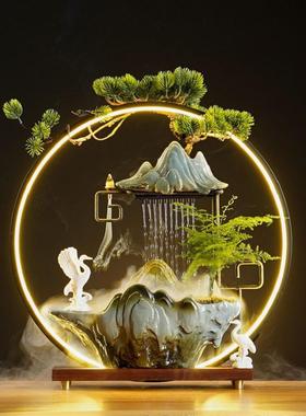 引进财富宝藏循环水中国禅宗雾化客厅办公室收银茶几装饰乔迁开幕