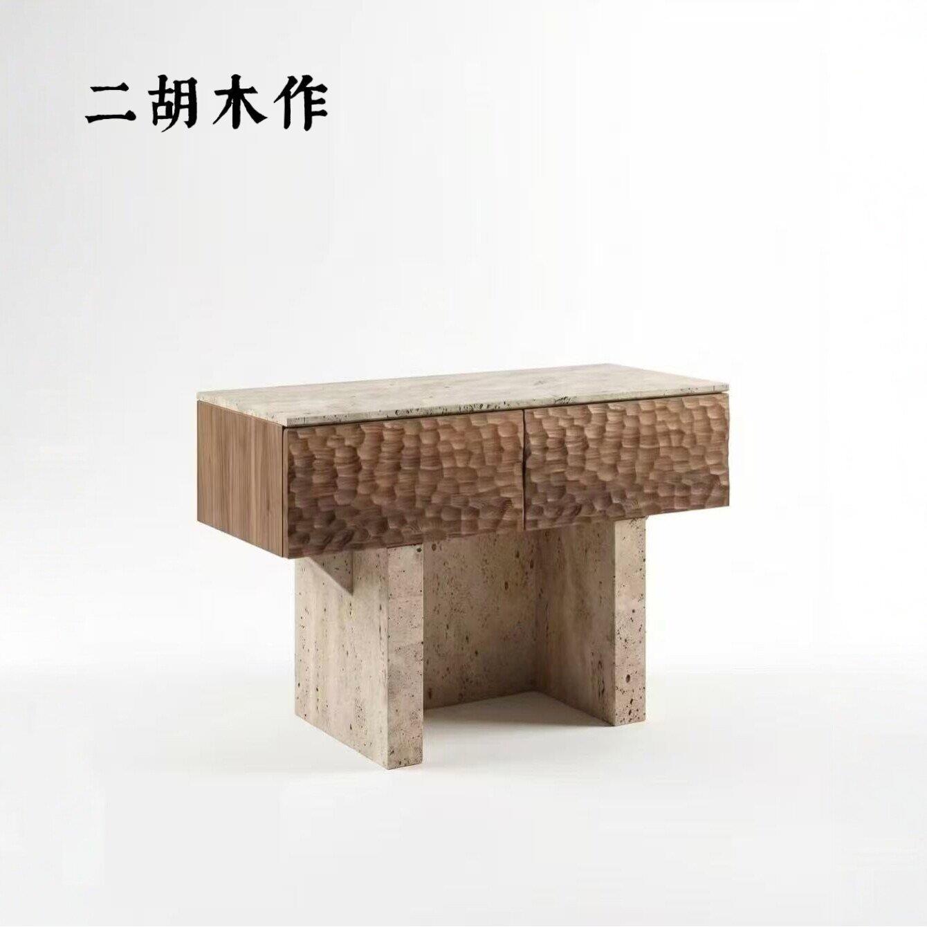 侘寂风实木玄关台入户门厅玄关桌客厅靠墙玄关柜设计师款玄关台图片