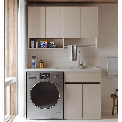 定制岩板阳台洗衣机一体柜组合洗脸洗手池洗漱台盆伴侣洗衣柜子槽