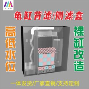 低水位龟缸过滤盒 一体发货干湿分离背滤盒 亚克力过滤设备适用半