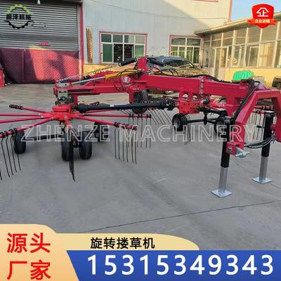 新款农用旋转式动力搂草机 牧草秸秆摊晒机翻晒一体机弹齿搂草机
