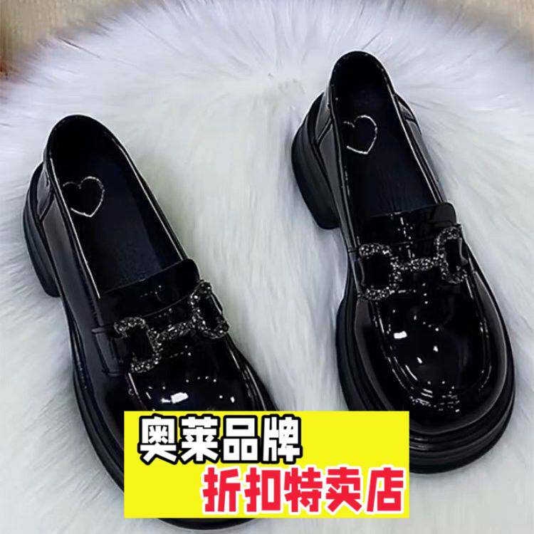 晋江乐城体育英伦福鞋女春款韩版软底圆头单鞋松糕厚底百搭女皮鞋