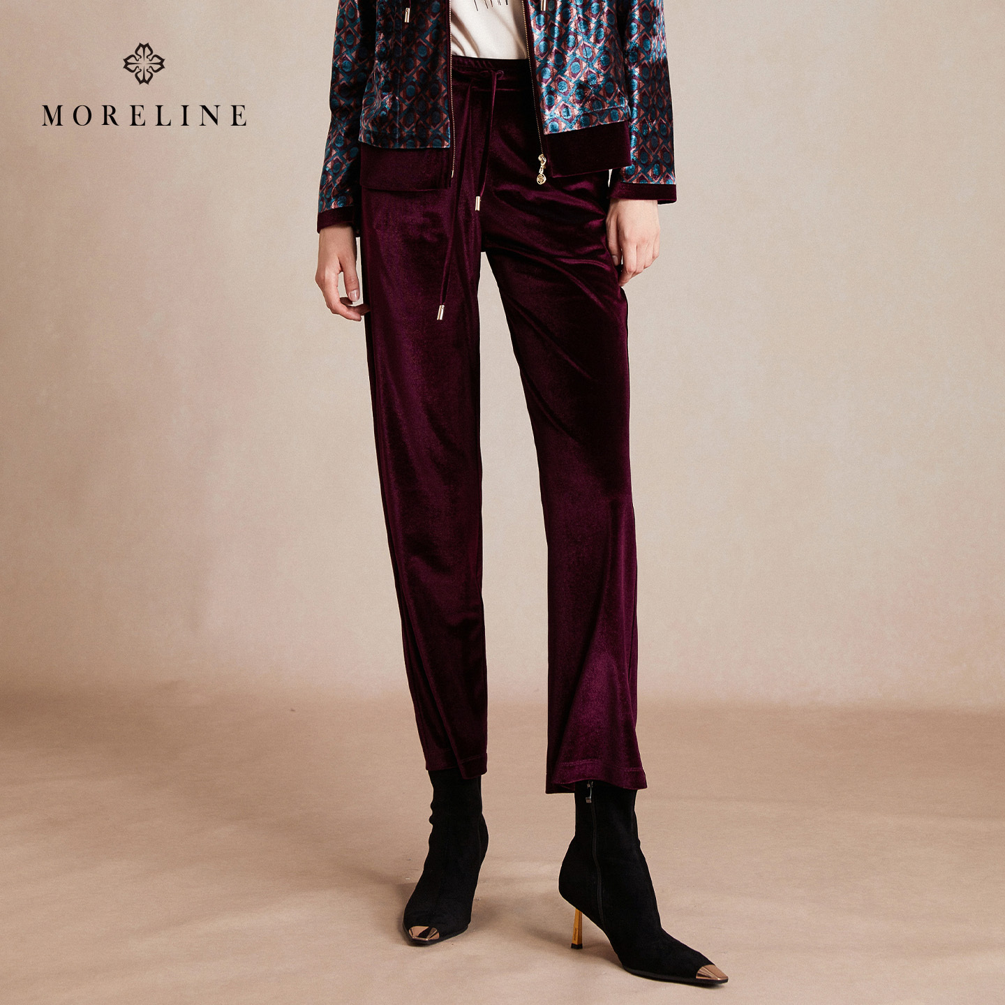 沐兰商场同款2026年春季新款休闲针织裤女松紧腰运动时尚直筒裤