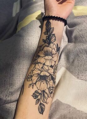 手臂素花果汁纹身贴草本贴纸持久