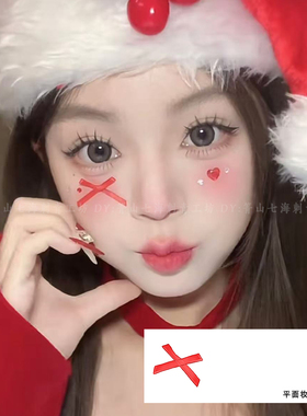 蝴蝶结圣诞创意妆容女彩色纹身贴
