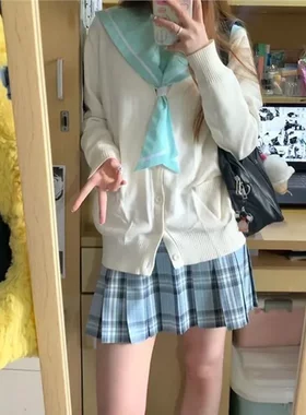 jk制服女装班服日系针织衫长袖春秋款外穿V领毛衣开衫学院风