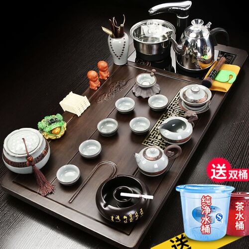 整套茶具套装全自动烧水壶一体茶盘高档家用客厅办公室功夫泡茶台