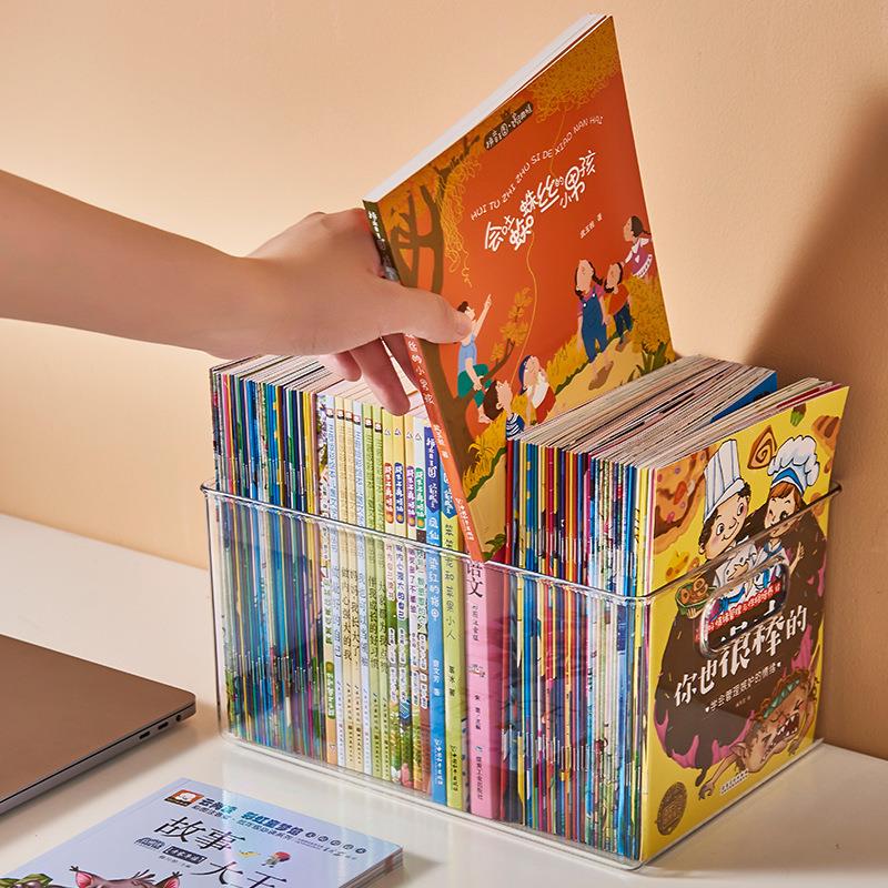 透明书箱书本收纳盒书架桌面书本儿童牛津树书箱收纳零食收纳盒