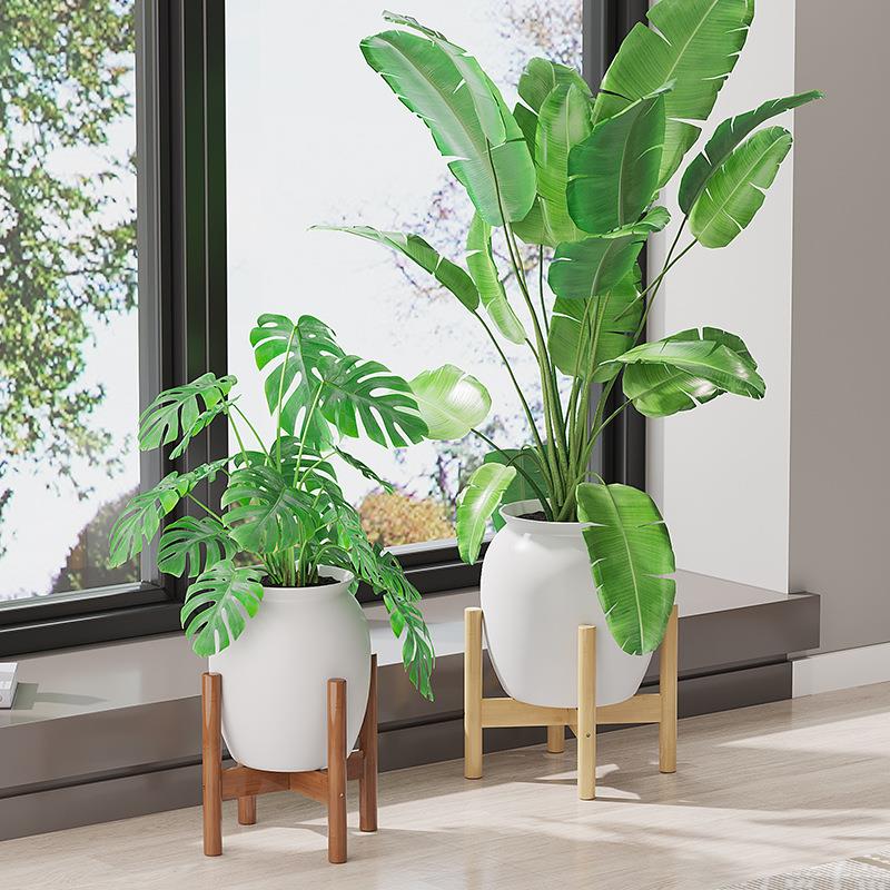 花架竹木花托花架子室内室外阳台置物架客厅十字多肉花盆架酒桶架