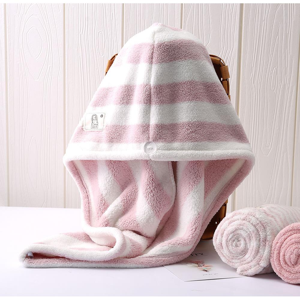 超细纤维 条纹 干发帽 可爱 免吹风 快干型 成人长发浴帽干发巾