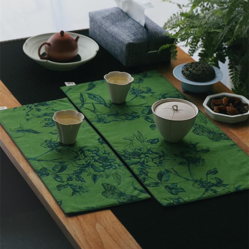 引之复古红云纱茶席茶垫文艺素雅茶道零配桌旗干泡席方茶布小桌垫