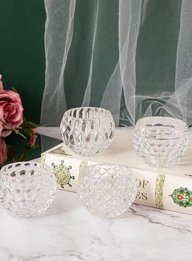 透明水晶玻璃球香薰烛台灌蜡加厚玻璃蜡台家居摆件工艺品配件
