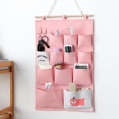 创意墙壁挂袋棉麻布艺挂兜寝室简约收纳袋大容量宿舍门后整理挂袋