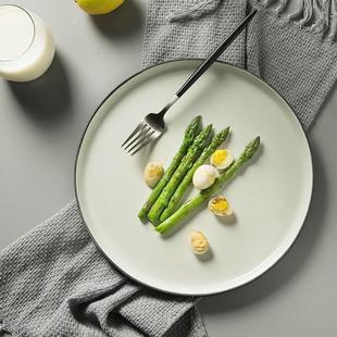 厂家创意复古陶瓷盘餐具平圆盘西餐厅牛扒盘8寸10寸盘子菜盘