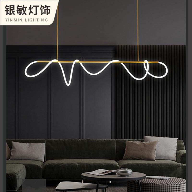 工程软装餐桌灯个性餐吊灯长条餐厅极简艺术硅胶软管吧台灯极简风