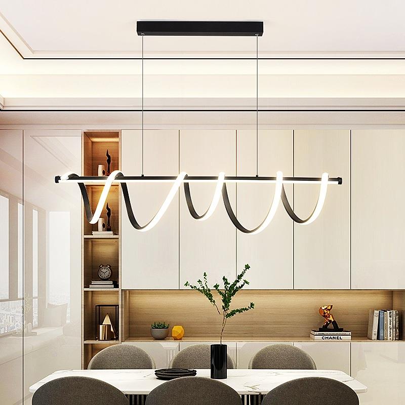 现代极简设计师款个性螺旋线条餐厅吊灯北欧创意大气岛台吧台灯具