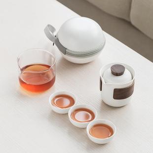 快客杯一壶三杯便携式 旅行茶具套装 功夫茶盖碗户外高档家用办公室