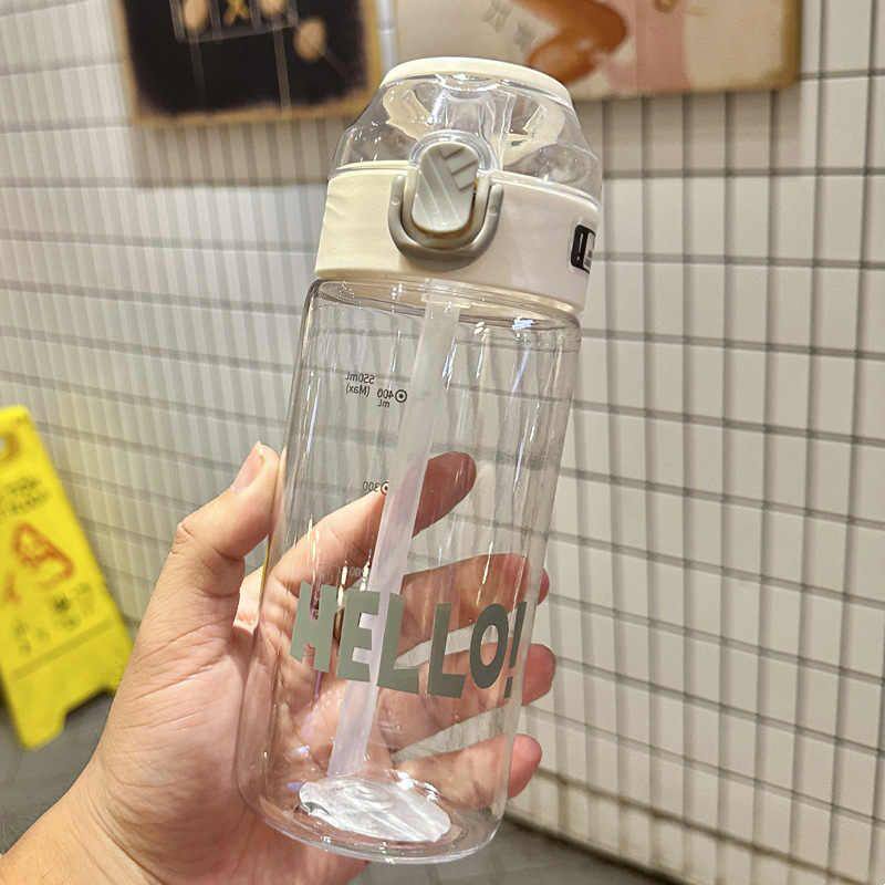 个性弹跳吸管随手杯简约大容量男女学生便携耐摔塑料杯子学生水杯