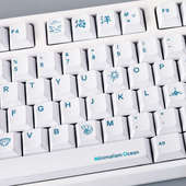 极简海洋小鹤双拼PBT热升华键帽原厂高度不透光适配61