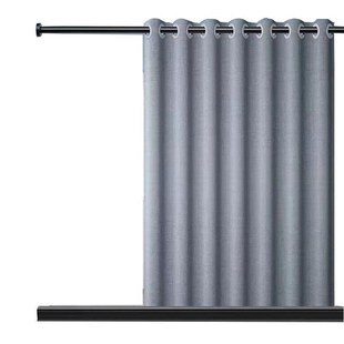 罗马孔浴帘伸缩杆免打孔亚麻浴帘加厚防水防霉卫生间挂帘遮挡窗帘