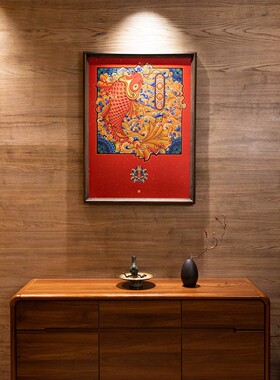 采购产品新中国风格装饰画，书房入口，龙门，灵感客厅挂画，鲤鱼