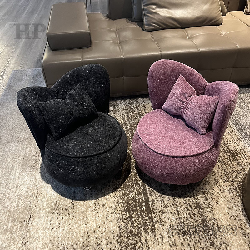 轻奢家用蝴蝶凳子万向轮溜溜凳可爱移动化妆椅门口换鞋凳靠背茶几