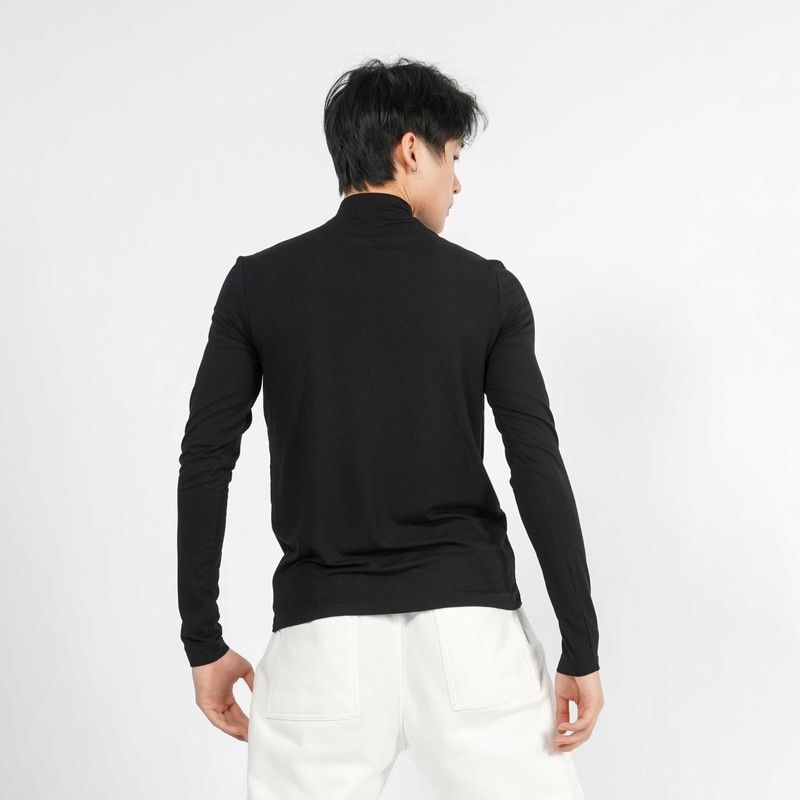 涂一TF2206M现代舞蹈练功服男紧身长袖上衣黑色表演训练瑜伽艺考图片