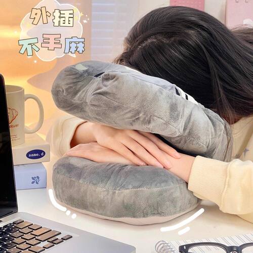 可爱猫咪趴睡枕学生上班族午休午睡镂空透气枕头宿舍学校办公室女