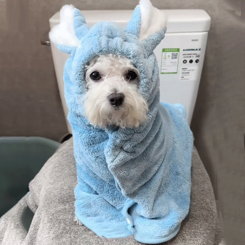 比熊专用浴巾宠物狗狗洗澡吸水毛巾速干连帽浴袍可穿衣服幼犬小狗