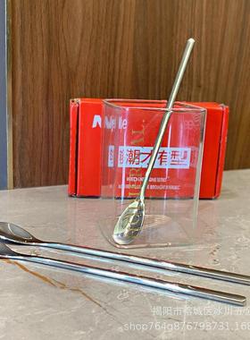 韩式304不锈钢咖啡勺精致长柄搅拌棒可爱甜品奶茶雪糕勺