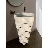 天然大理石轻奢轻奢一体立柱盆酒店会所卫生间落地式 原石洗手盆