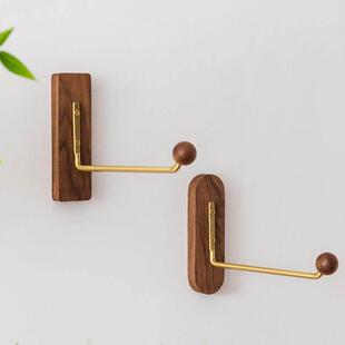 黑胡桃木实木衣架壁挂衣架收纳层架玄关衣帽架卧室衣柜置物架免打