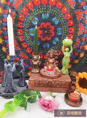 多款女神烛台三相月三女神五芒星装饰摆件复古树脂欧式摆件