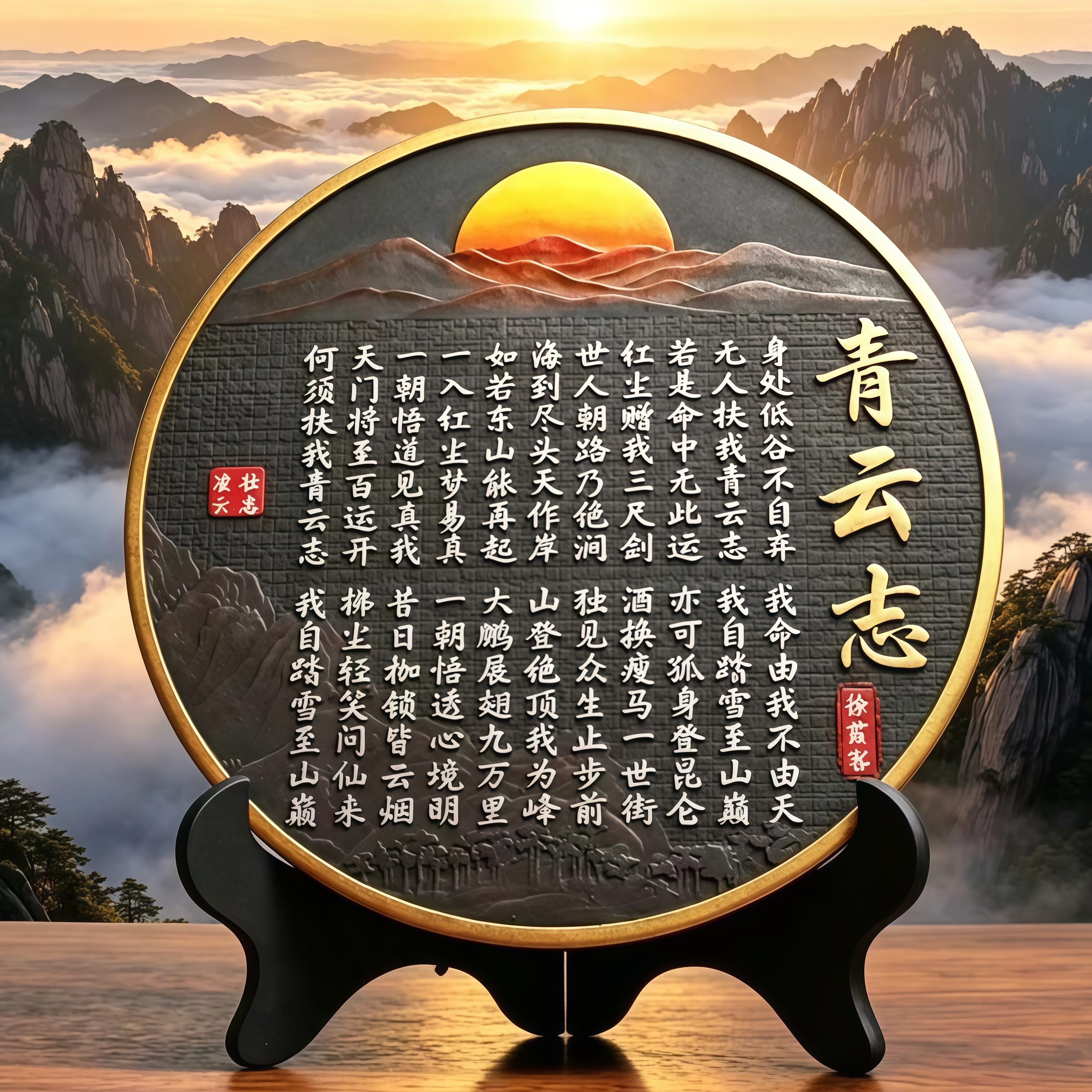 青云志书法字画摆件博古架摆设古董架装饰品新中式家居茶道工艺品