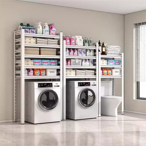 洗衣机置物架家用阳台落地置物架化妆室滚筒翻盖马桶上方收纳层架