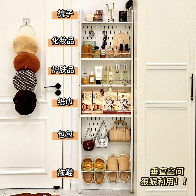门后置物架洞洞板置物架多层壁挂收纳架入户玄关放包夹缝收纳神器