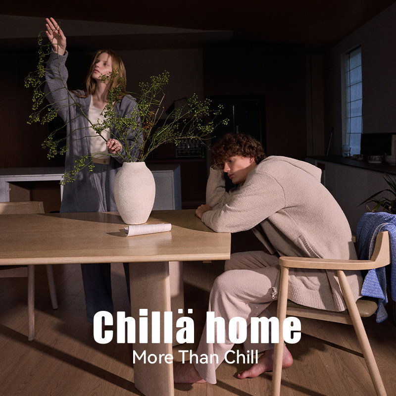 Chilla半边绒连帽拉链家居服