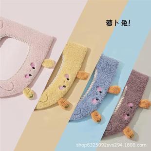 直销马桶垫家用冬季 新款 可水洗卡通马桶座垫带提手云朵绒加厚保暖