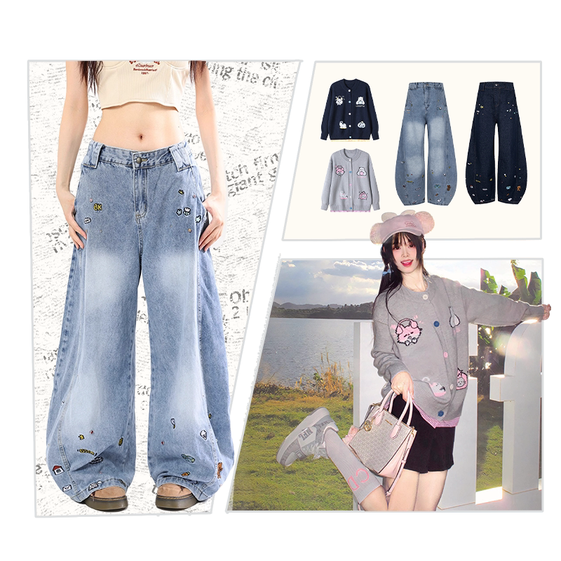 威宏丝VINHOPESS毛衣/刺绣钉珠牛仔裤