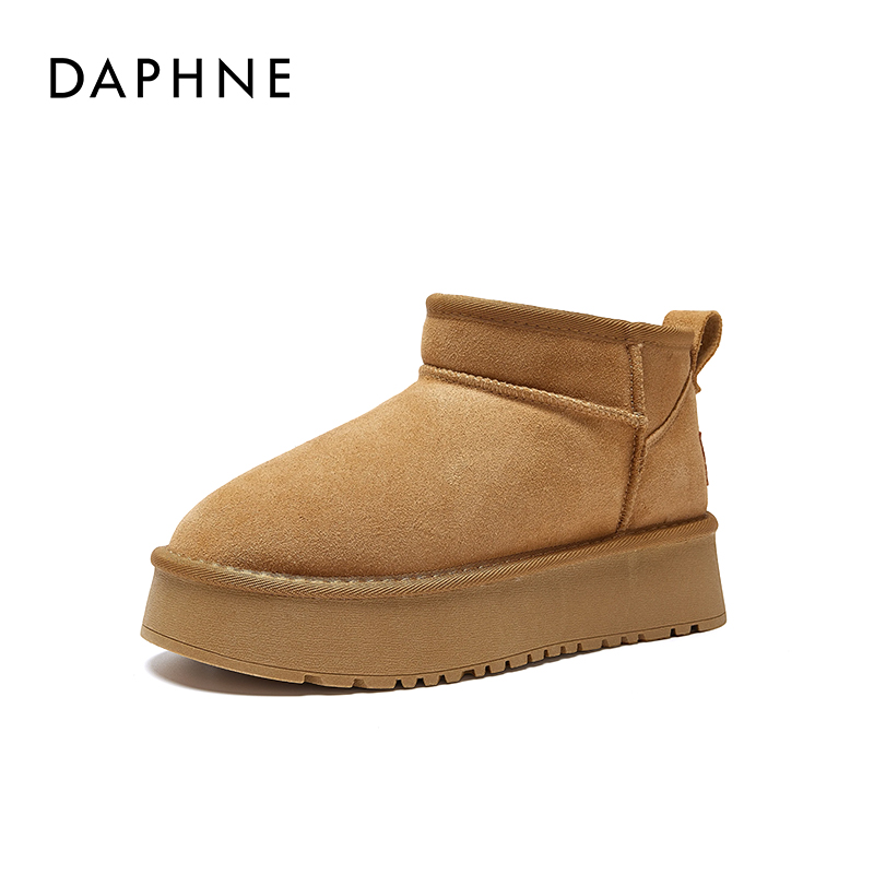 达芙妮女童棉鞋羊毛牛皮雪地靴