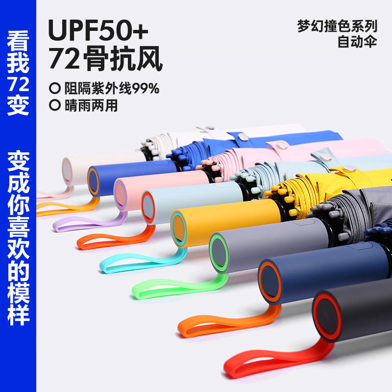 雨伞加大加厚加固晴雨两用男士折叠女遮阳防晒紫外线全自动太阳伞