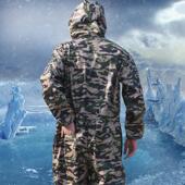 加绒连体工作服秋冬季 一体带帽机修全身防护劳保连体防尘服 男套装