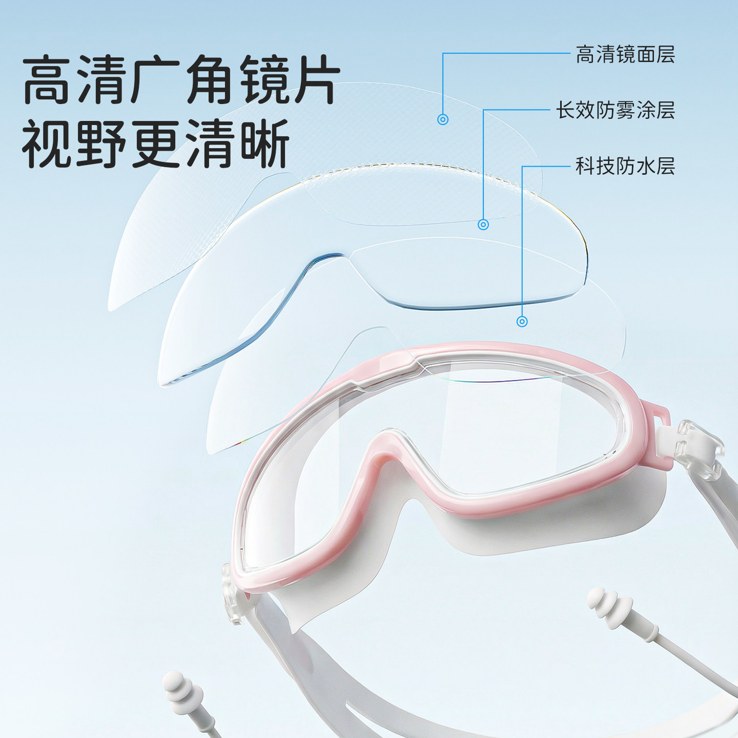 儿童泳镜男女童专业防水防雾游泳眼镜高清护目装备泳帽套装
