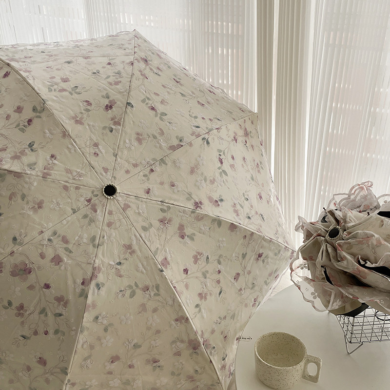 女神蕾丝伞！双层防紫外线太阳伞女晴雨两用半拱型公主三折遮阳伞