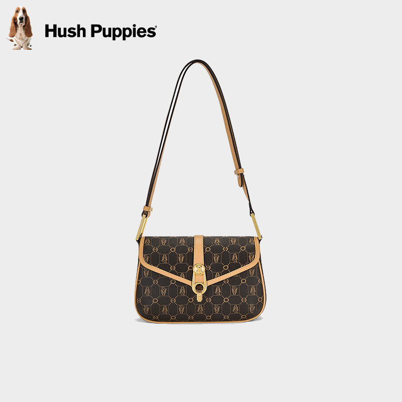 暇步士单肩包女新款老花印花斜挎