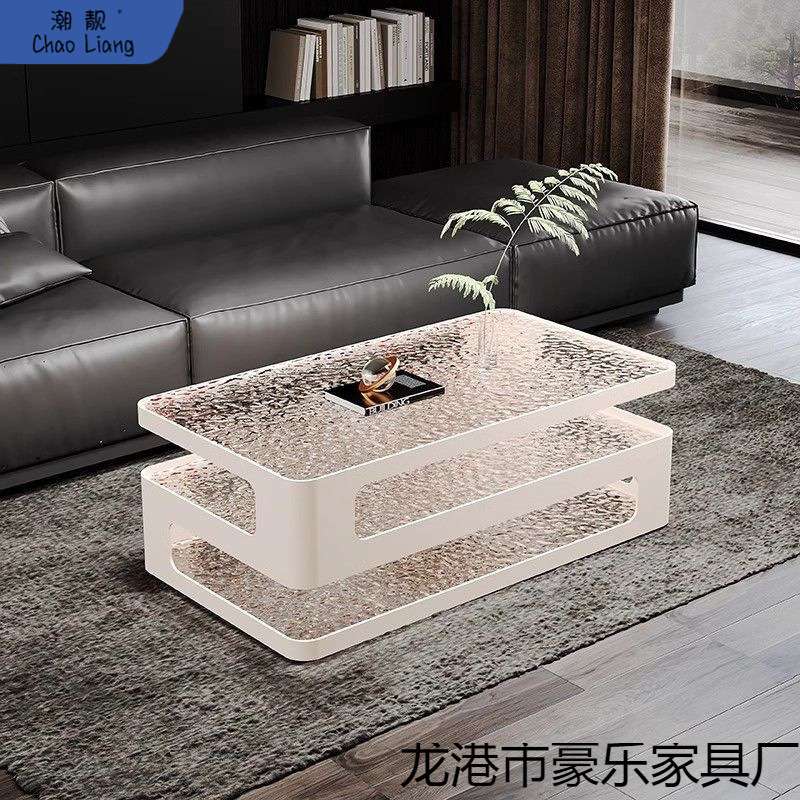 长方形茶几钢化茶桌小户型客厅家用简约现代轻奢新款意式茶几餐桌
