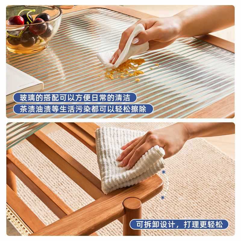 ?实木茶几客厅家用藤编樱桃木色茶桌茶台日式小户型简约现代电